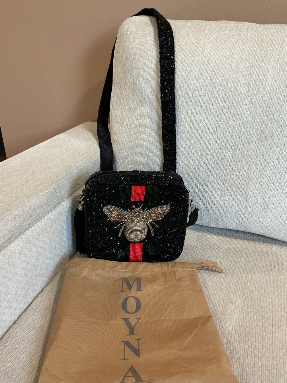 MOYNA Hand Beaded Bee Crossbody Bag with Dust Bag - Excellent condition